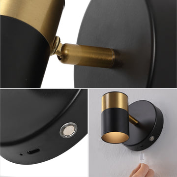 Paola 6" 1-Light Modern Adjustable Head Integrated Dimmable LED Rechargeable Wall Spotlight with Touch Sensor